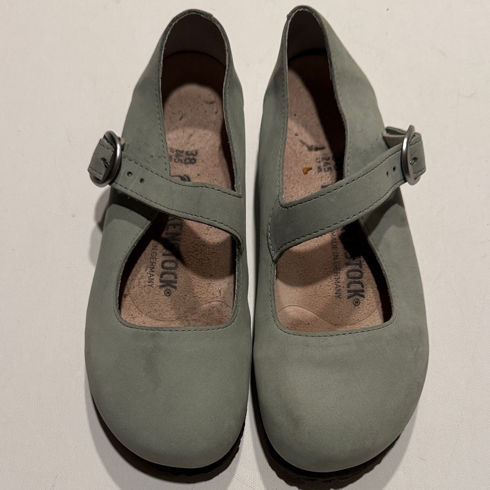 Birkenstock Women’s Mary Jane Strap Shoes in Light Green